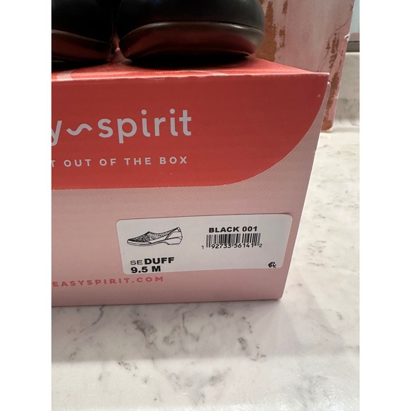 Easy Spirit Womens Duff Round Toe Slip-on Flats 9.5M Black Comfort Leather New - Picture 10 of 11